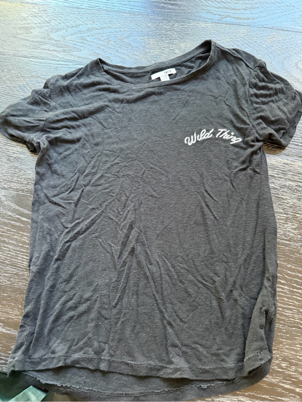 Amuse Society Black Short Sleeve Tee with White Chest Script